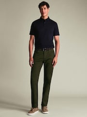 Charles Tyrwhitt Green Twill Slim Fit 5 Pocket Jeans - Image 3 of 5