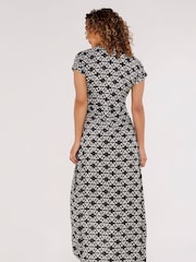 Apricot Grey & Black V-Neck Short Sleeve Wrap Dress - Image 2 of 4