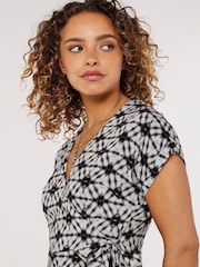 Apricot Grey & Black V-Neck Short Sleeve Wrap Dress - Image 4 of 4