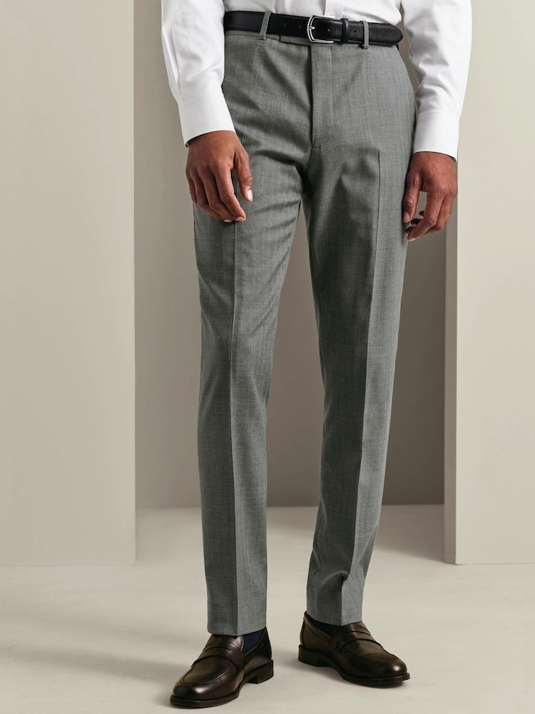 Сұр - Charles Tyrwhitt Slim Fit Herringbone Performance костюм шалбар - 4суретінің 1 суреті