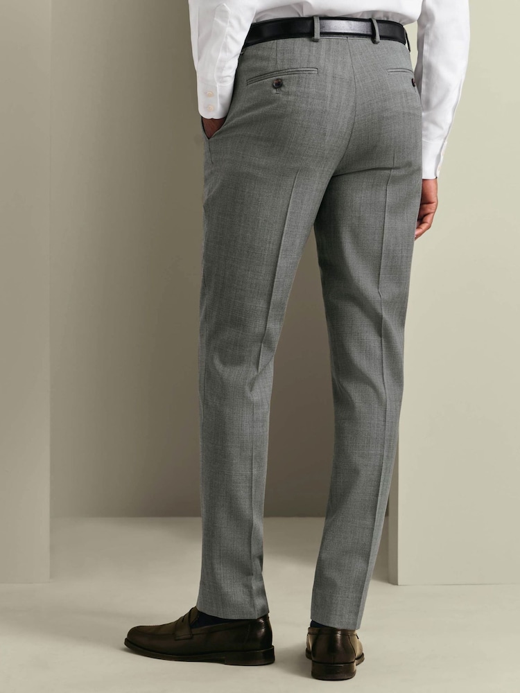 Сұр - Charles Tyrwhitt Slim Fit Herringbone Performance костюм шалбар - 4суретінің 2 суреті