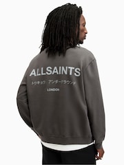 AllSaints Grey Underground Crew Jumper 100% Cotton Sweatshirt - Image 2 of 7