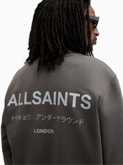 AllSaints Grey Underground Crew Jumper 100% Cotton Sweatshirt - Image 6 of 7