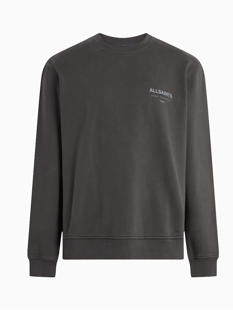 AllSaints Grey Underground Crew Jumper 100% Cotton Sweatshirt - Image 7 of 7