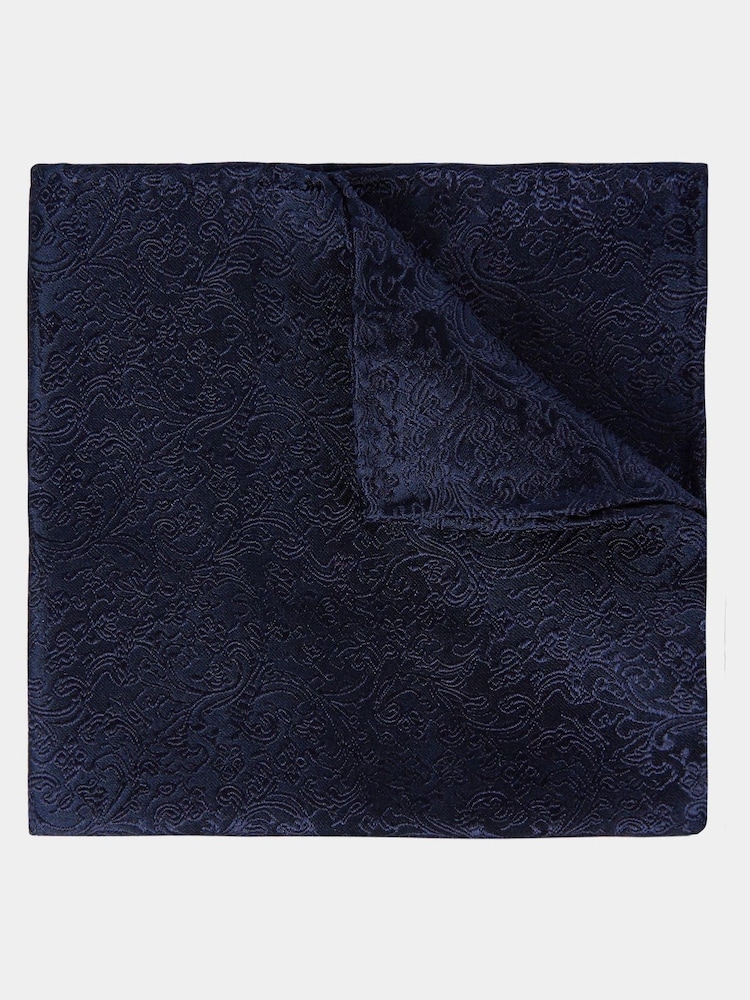 MOSS Navy Blue Floral Swirl Pocket Square - Image 1 of 1