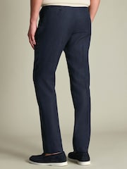 Charles Tyrwhitt Navy Blue Slim Fit Linen Suit Trousers - Image 2 of 9