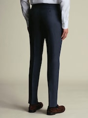 Charles Tyrwhitt Navy Blue Slim Fit Linen Suit Trousers - Image 4 of 9