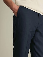 Charles Tyrwhitt Navy Blue Slim Fit Linen Suit Trousers - Image 7 of 9