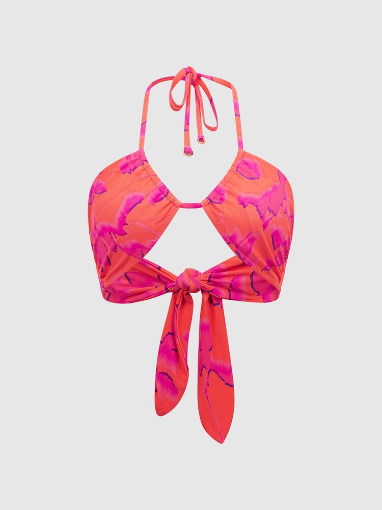 Reiss Orange Lola Orange Printed Bandeau Bikini Top - Image 2 of 6