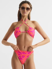 Reiss Orange Lola Orange Printed Bandeau Bikini Top - Image 4 of 6