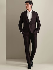 Қоңыр - Charles Tyrwhitt Slim Fit кешкі ас костюмі шалбары - 5суретінің 3 суреті