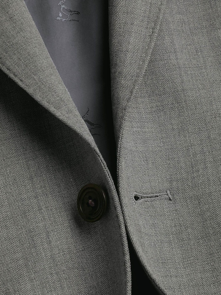 Charles Tyrwhitt Grey Slim Fit Herringbone Performance Suit Jacket - Image 5 of 5 Charles Tyrwhitt Grey Slim Fit Herringbone Performance Suit Jacket - Image 5 of 5