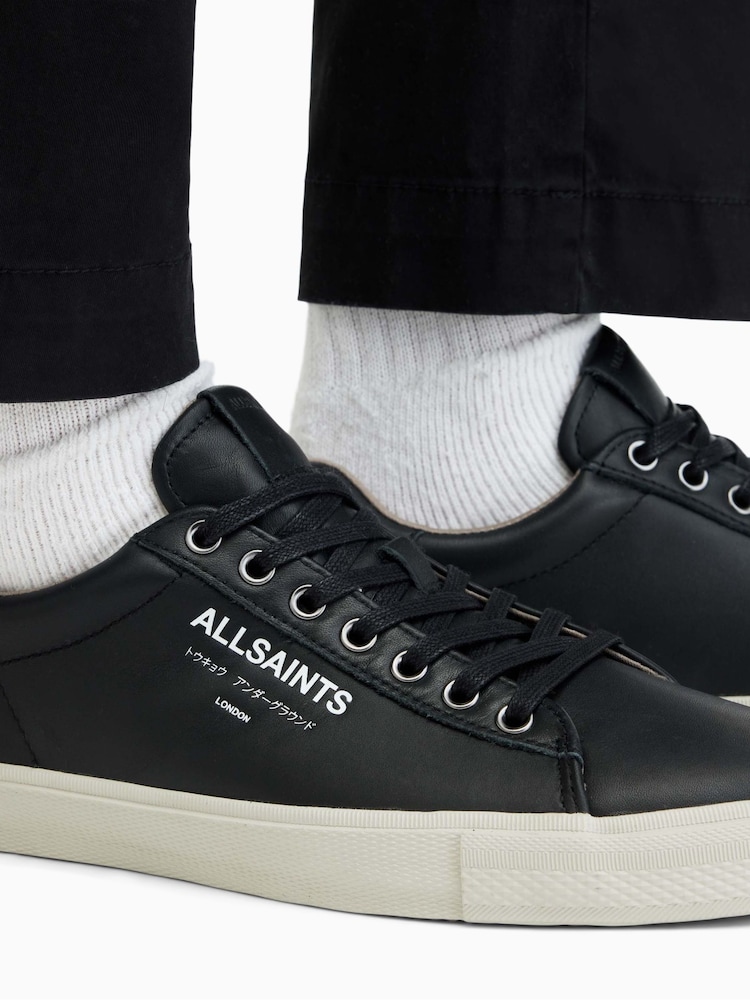 AllSaints Black Underground Leather Low Top Trainers - Image 7 of 7