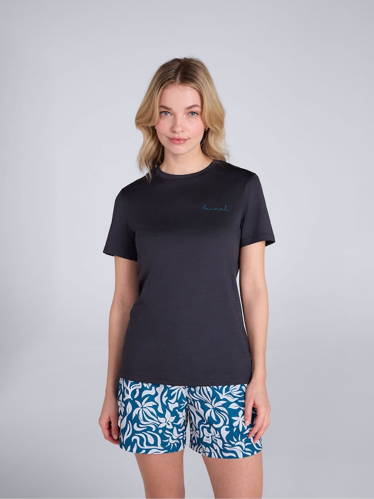 Animal Black Latero Quick Drying Hybrid Swim T-Shirt - Image 1 of 6 Animal Black Latero Quick Drying Hybrid Swim T-Shirt - Image 1 of 6