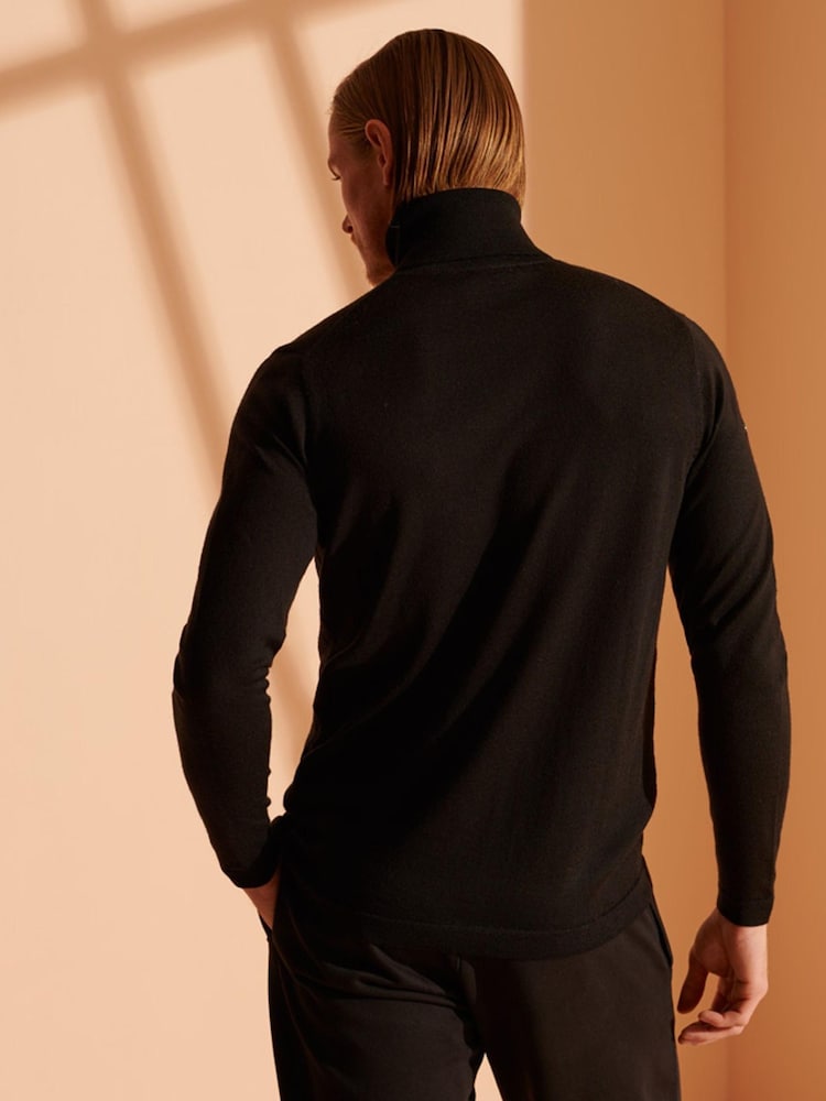Superdry Black Chrome Merino Roll Neck Jumper - Image 2 of 6