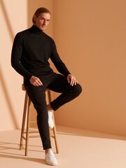 Superdry Black Chrome Merino Roll Neck Jumper - Image 4 of 6