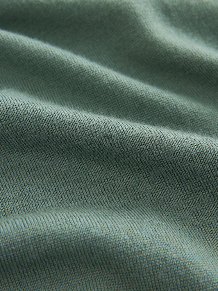 Sage Green Knitted Signature Merino Wool Regular Fit Polo Shirt - Image 5 of 5
