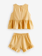 Yellow Textured Sleeveless Peplum Top and Shorts Set (3mths-7yrs) - Image 2 of 3