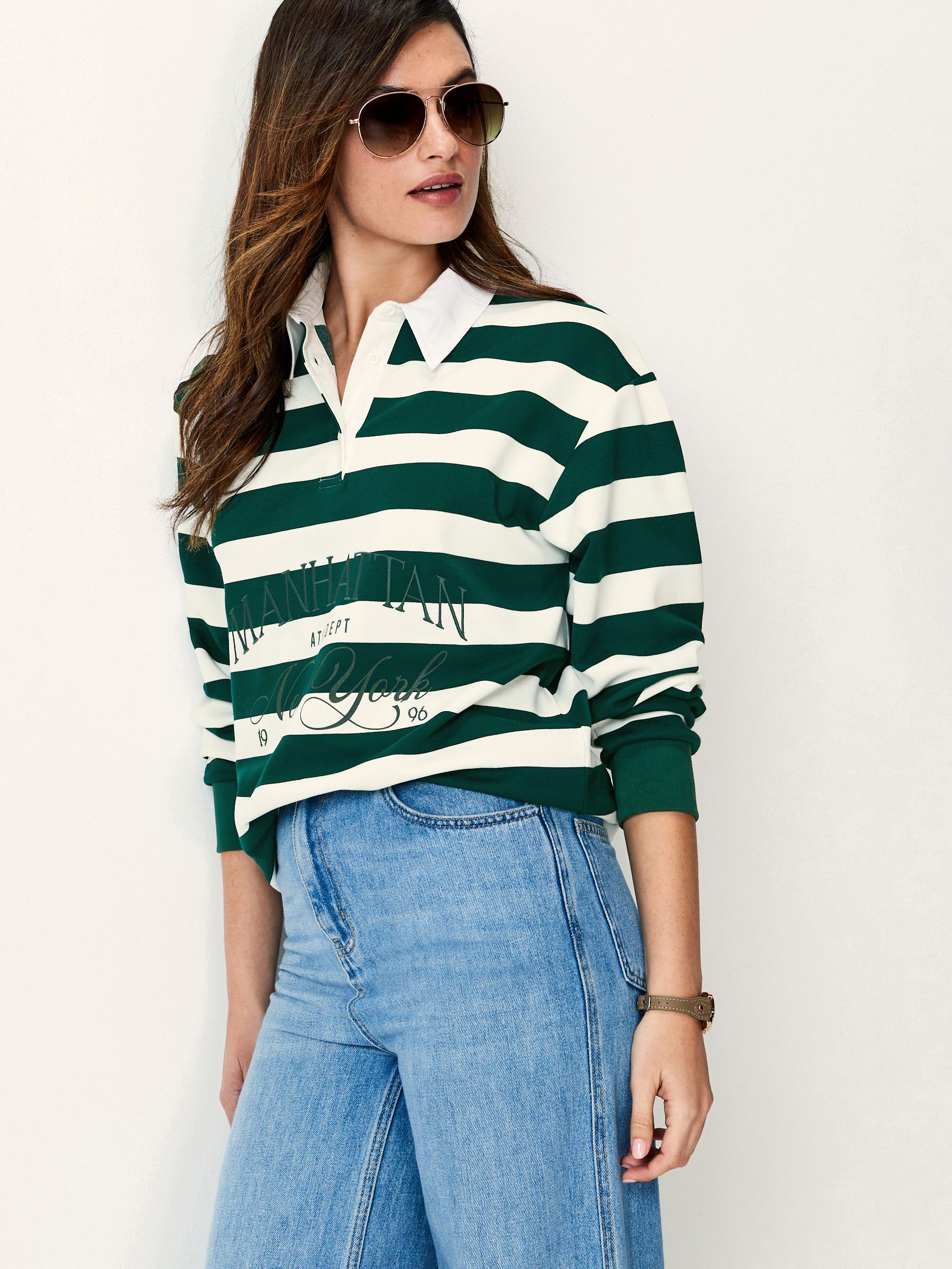 White polo long sleeve button down online