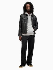 AllSaints Grey 100% Cotton Brace Hoodie - Image 4 of 6