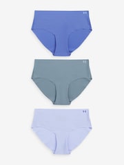 Under Armour Pale Blue No Show Pure Stretch Hipster Knickers 3 Pack - Image 1 of 8
