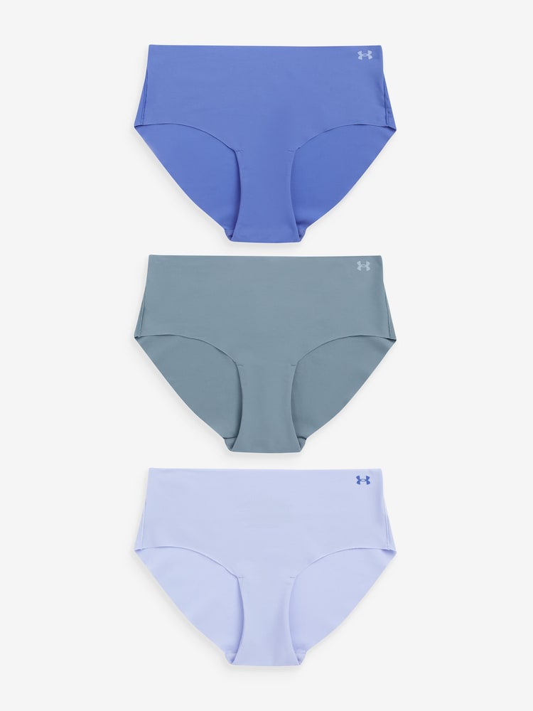 Under Armour Pale Blue No Show Pure Stretch Hipster Knickers 3 Pack - Image 1 of 8