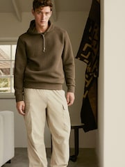 Stone Brown Hooded Premium Textured Overhead Hoodie - Image 2 of 9