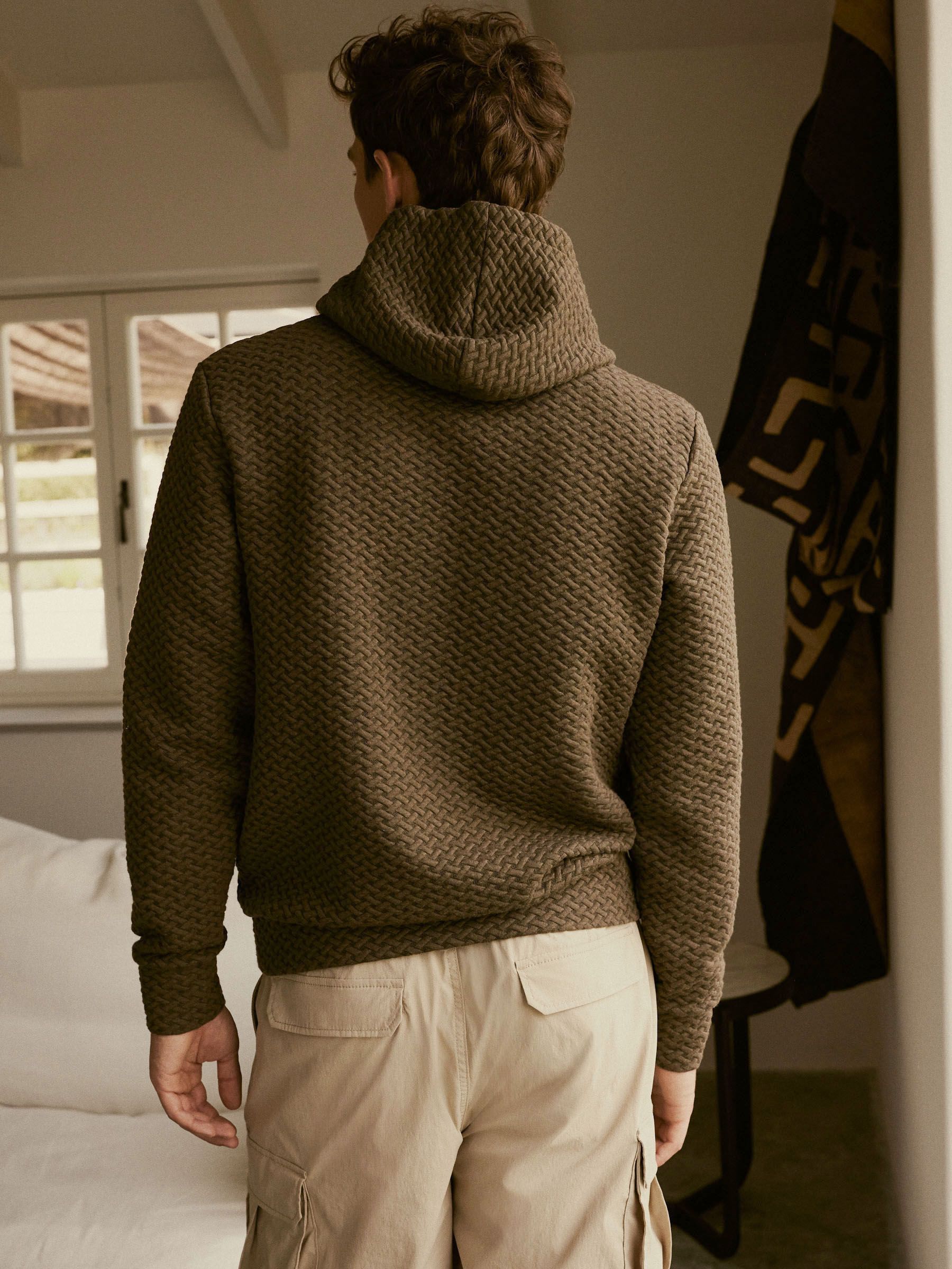 Buy Stone Brown Hooded Premium Textured Overhead Hoodie from Next Luxembourg