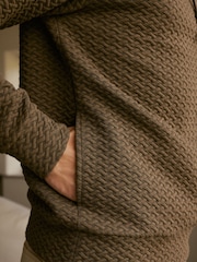 Stone Brown Hooded Premium Textured Overhead Hoodie - Image 6 of 9