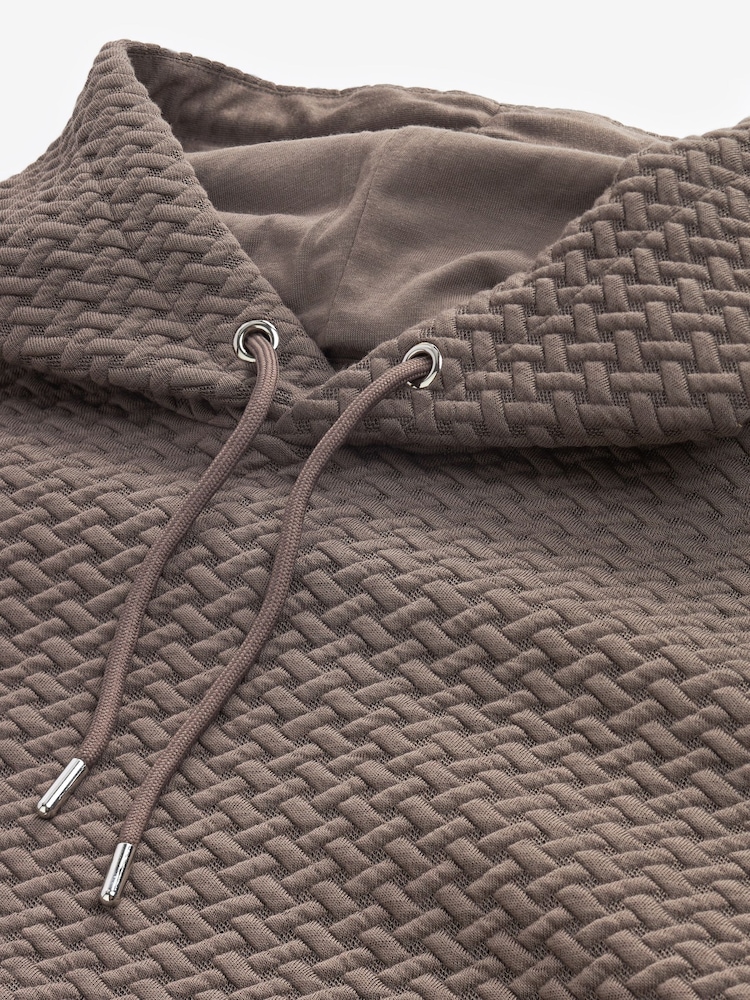 Stone Brown Hooded Premium Textured Overhead Hoodie - Image 8 of 9
