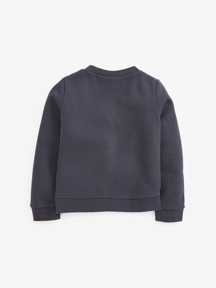 Navy Blue Cotton Rich Frill Pocket Jersey School Cardigan (3-16yrs) - Image 6 of 7