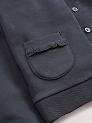 Navy Blue Cotton Rich Frill Pocket Jersey School Cardigan (3-16yrs) - Image 8 of 8