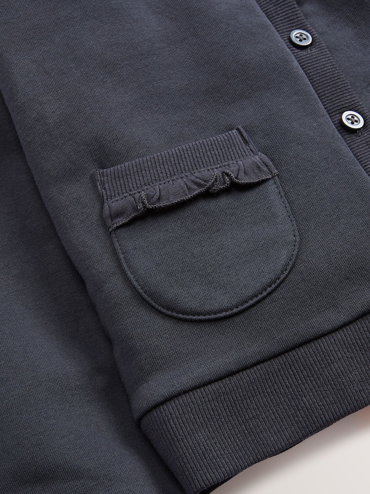 Navy Blue Cotton Rich Frill Pocket Jersey School Cardigan (3-16yrs) - Image 8 of 8 Navy Blue Cotton Rich Frill Pocket Jersey School Cardigan (3-16yrs) - Image 8 of 8