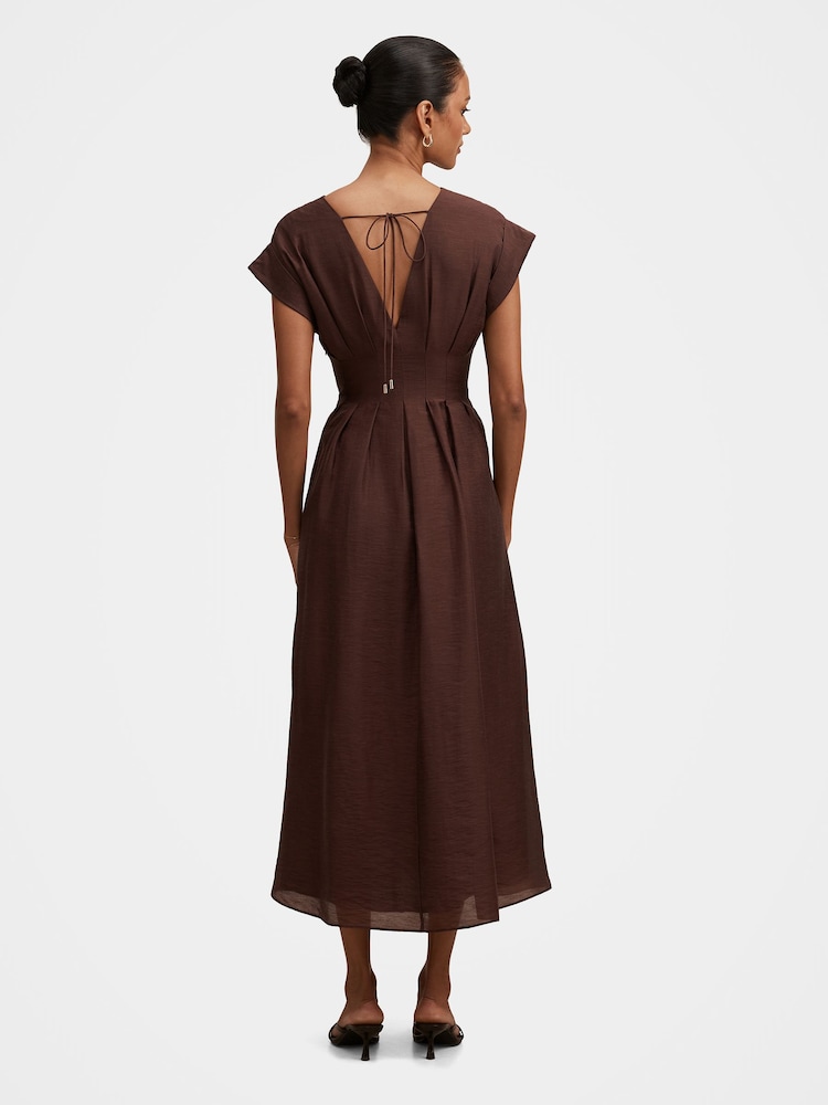 Buy Forever New Brown Alessandra Petite Tucked Midi Dress Contains Linen  from Next Luxembourg
