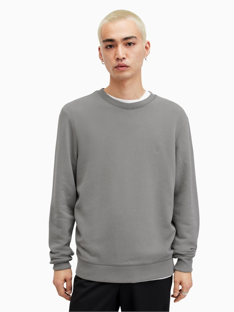 AllSaints Grey Raven Crew Sweatshirt - Image 1 of 7