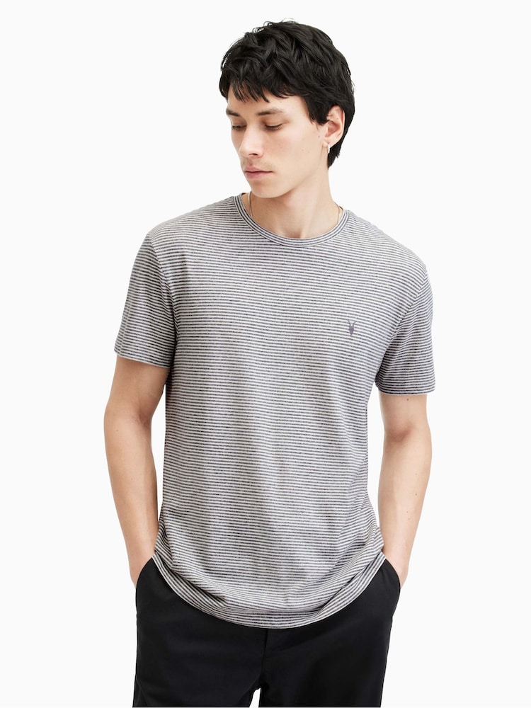 AllSaints Grey Ashton Crew T-Shirt - Image 1 of 5