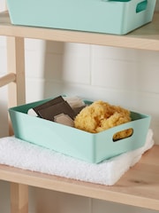 Wham Set of 4 Blue Studio Medium Rectangle Slim Plastic Storage Baskets - Image 2 of 2