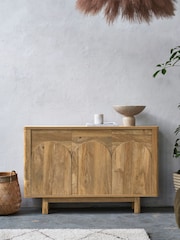 Natural Arches Mango Wood Effect Slim Sideboard - Image 1 of 9
