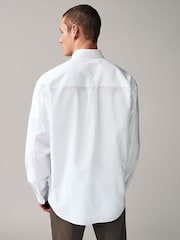 White Relaxed Fit Long Sleeve 100% Cotton Oxford Shirt - Image 3 of 7
