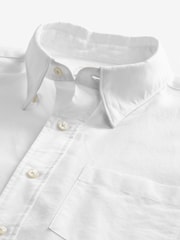 White Relaxed Fit Long Sleeve 100% Cotton Oxford Shirt - Image 6 of 7