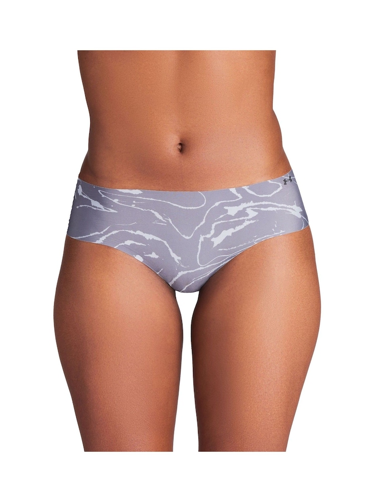 Under Armour Pink/Grey 100% Cotton No Show Pure Stretch Hipster Printed Knickers 3 Pack - Image 2 of 6