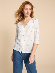 White Stuff Off White Organic Cotton Rae Blouse - Image 4 of 7