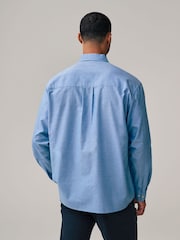 Light Blue Relaxed Fit Long Sleeve Oxford 100% Cotton Shirt - Image 4 of 8