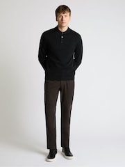 Remus Uomo Black Long Sleeve Knited Polo Shirt - Image 2 of 6