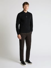 Remus Uomo Black Long Sleeve Knited Polo Shirt - Image 4 of 6