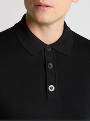 Remus Uomo Black Long Sleeve Knited Polo Shirt - Image 5 of 6