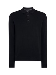 Remus Uomo Black Long Sleeve Knited Polo Shirt - Image 6 of 6
