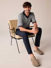 Navy Cuban Collar Textured Short Sleeve Polo Shirt - Image 2 of 7