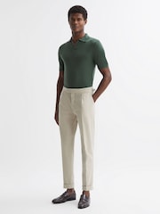 Reiss Ivy Green Duchie Merino Wool Open Collar Polo Shirt - Image 3 of 5