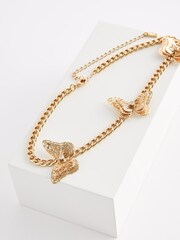 Gold Tone Butterfly Choker Necklace Made With Recycled Steel and Brass - Image 4 of 5